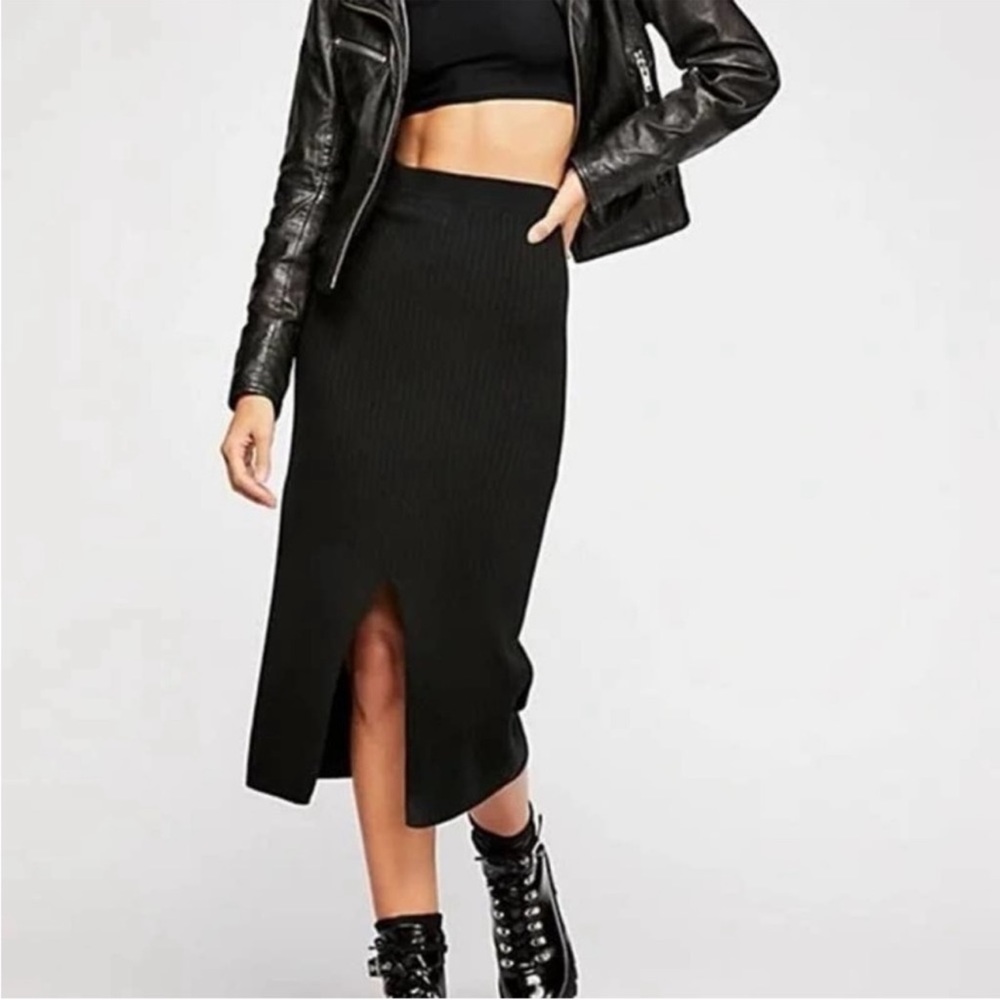 Free People skyline midi skirt - black